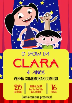 Convite Digital Show da Luna Aniversário Infantil Editável