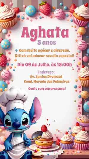 Invitación de cumpleaños Stitch – Estático – CollorGraph Convites