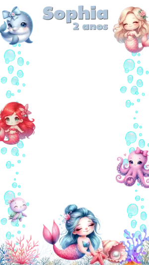 Moldura para Stories Sereia Fundo do Mar para Editar