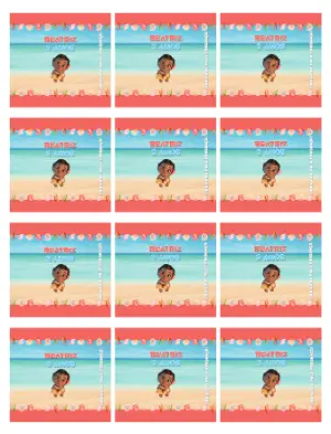 Adesivo para Balinha Personalizada Moana Baby