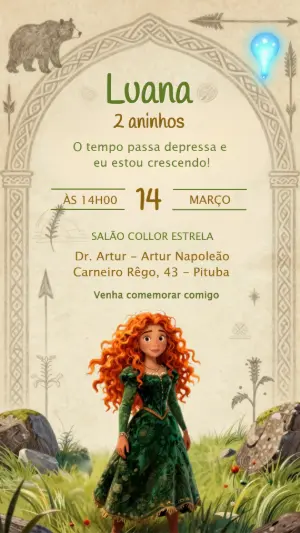 Convite de Aniversário Valente Merida Rústico para Editar