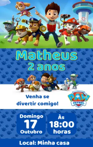 Invito di compleanno Paw Patrol – Statico – Color Art Studio