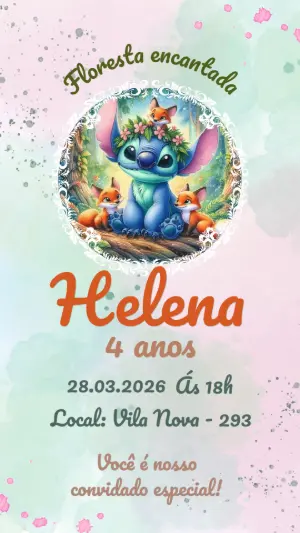 Stitch Birthday Invitation – Static – Color Art Studio