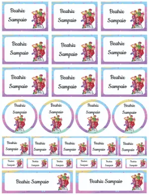 Kit de Etiquetas Escolares Dos Rosa Colorido para Editar e Imprimir
