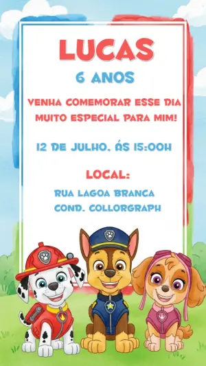 Invito di compleanno Paw Patrol – Statico – Gisele