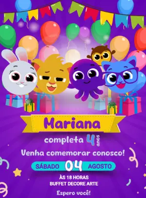 Convite de Aniversário Bolofofos Editável Online