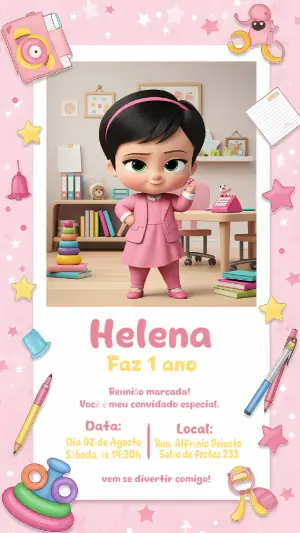 Convite de Aniversário Poderosa Chefinha para Editar Online