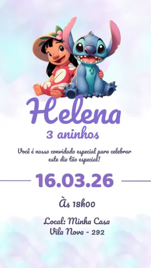 Invitación de cumpleaños Stitch – Estático – Color Art Studio