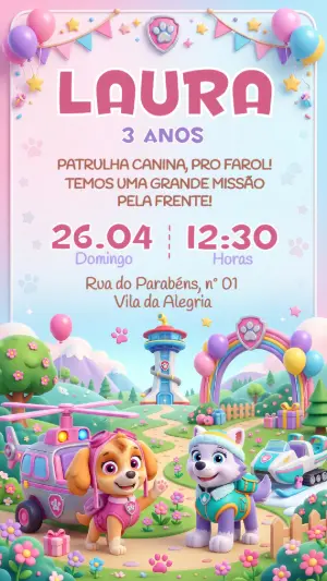 Invito di compleanno Paw Patrol – Statico – Festôu Convites