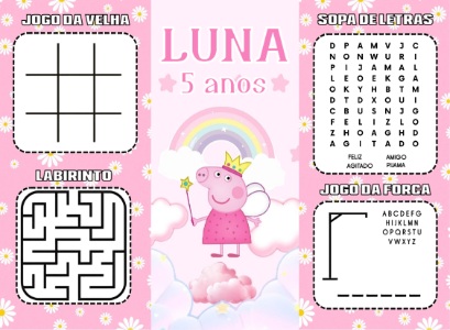 Revistinha de Jogos Peppa Pig para Aniversário Editável