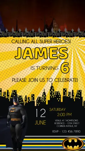 Animated Batman Birthday Invitation | Editable Video Template