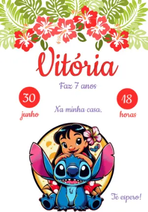 Invitación de cumpleaños Stitch – Estático – Priscila