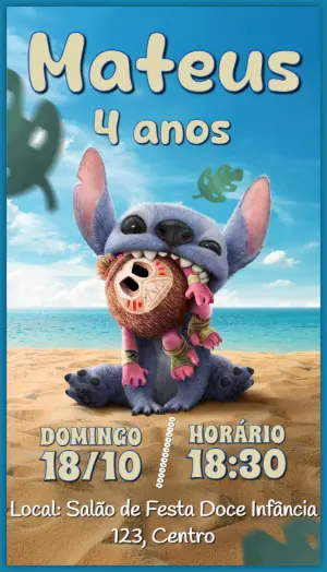 Invitación de cumpleaños Stitch – Estático – Idesign Personalizados