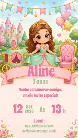 Invitación de cumpleaños Princesas – Estático – CollorGraph Convites