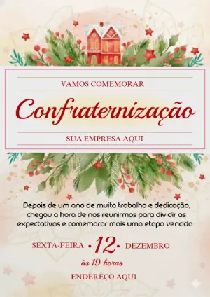 Convite Editável para Confraternização de Fim de Ano Natalino