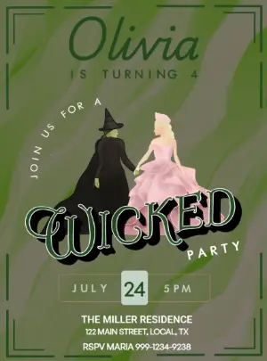 Wicked Musical Birthday Party Invitation | Editable Digital Template