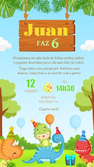 Invitación de cumpleaños Dinosaurio – Estático – Felicity Artes