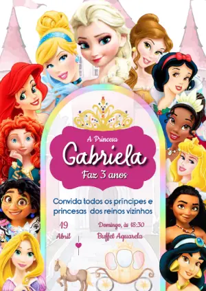 Invitación de cumpleaños Princesas – Estático – Gabi Personalizados