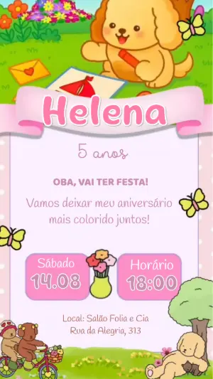 Vídeo Convite de Aniversário Infantil Bobbie Goods Editável