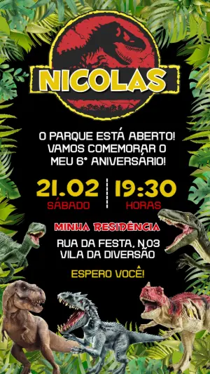 Invitación de cumpleaños Dinosaurio – Estático – Convide aê!