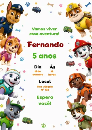 Invito di compleanno Paw Patrol – Statico – KC Design