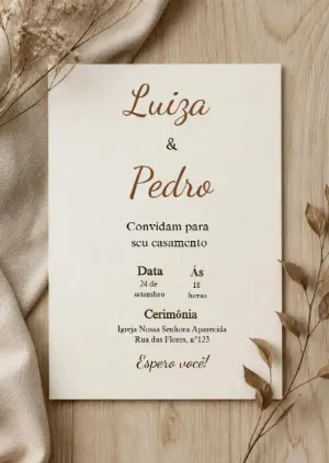 Convite de Casamento Rústico Minimalista Editável