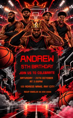 Editable Sixers Basketball Team Birthday Invitation