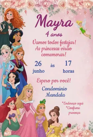 Invitación de cumpleaños Princesas – Estático – Fernando Martins
