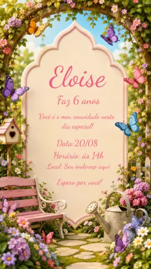 Invitación de cumpleaños Jardín encantado – Estático – Laiane