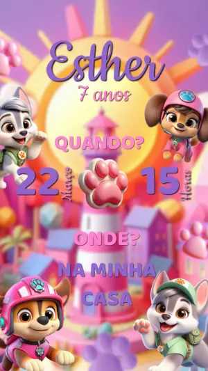 Invito di compleanno Paw Patrol – Statico – Arte Coelho Digital