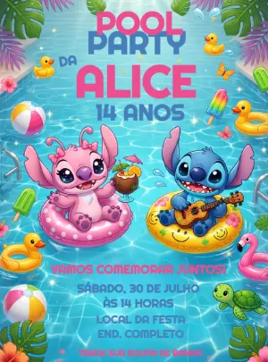 Invitación de cumpleaños Stitch – Estático – Decore Arte