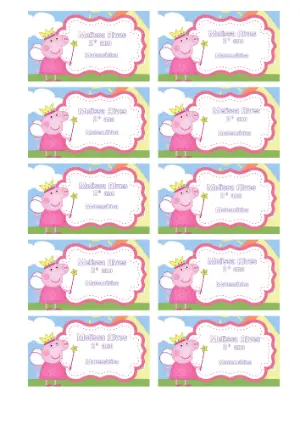 Etiqueta Escolar Peppa Pig Fada Editável para Imprimir
