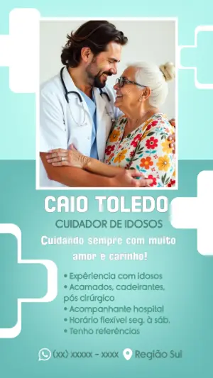 Cartão de Visita Cuidador de Idosos com Foto para Editar Online