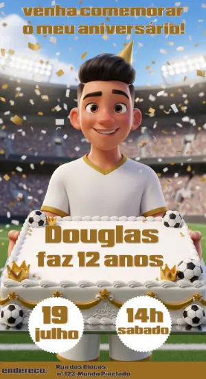 Soccer Birthday Invitation – Static – Convites Digitais Exclusivos