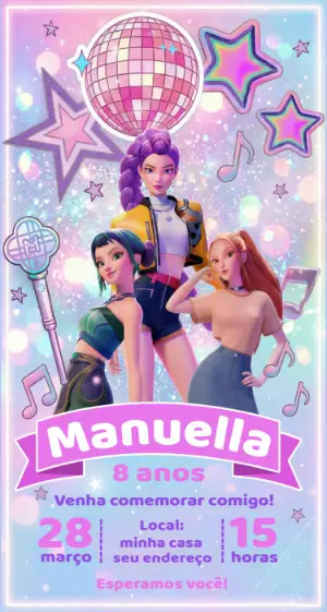 Invitation d'anniversaire KPop Demon Hunters – Statique – Fernando Martins