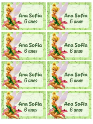 Rótulo Adesivo Tinker Bell Aniversário Infantil Editável