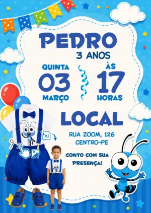 Convite Bob Zoom com Foto: Vire o Personagem no seu Aniversário!