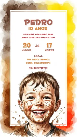 Convite de Aniversário Motocross Aventura para Editar Online