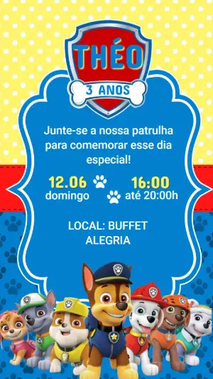 Paw Patrol Birthday Invitation – Static – Arte Coelho Digital