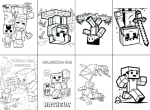 Mini Livro de Colorir Minecraft com Personagens para Editar