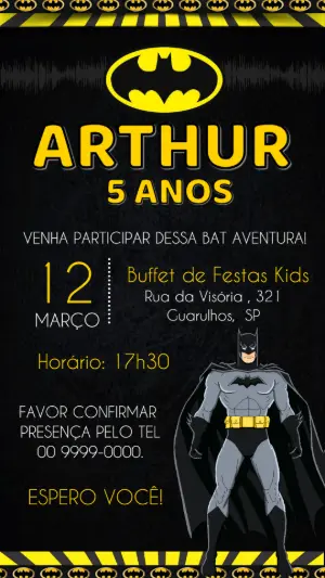 Convite Aniversário Batman para Editar e Imprimir