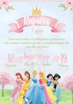 Invitación de cumpleaños Princesas – Estático – Convites e Artes Digitais