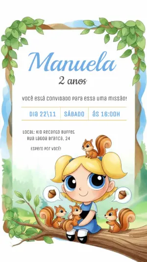 Convite Digital Aniversário Lindinha na Floresta Modelo Editável