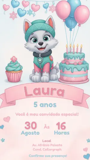Invito di compleanno Paw Patrol – Statico – CollorGraph EDITOR