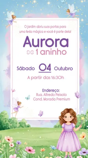 Convite Aniversário Jardim Encantado das Fadas para Editar