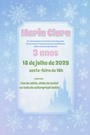 Convite de Aniversário Frozen com Princesa do Gelo para Editar