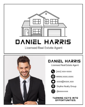 Modern Real Estate Business Card Template with Photo - Editable