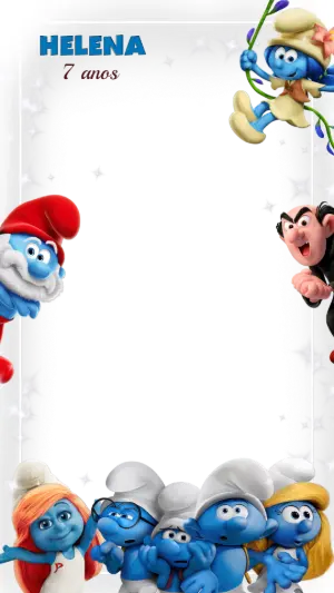 Moldura de Aniversário Smurfs para Stories para Editar Online
