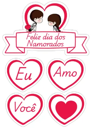 Topo de Bolo Dia dos Namorados com Casal para Editar Online
