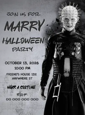 Horror Movie Themed Halloween Party Invitation to Edit